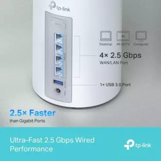 TP-Link Deco BE65(2-pack) BE9300 Třípásmový systém Mesh WiFi 7 pro celou domácnost, 4x 2.5GLAN, USB, 2,4/5/6GHz, HomeShield