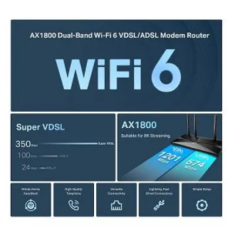 TP-Link Archer VX1800V - AX1800 Wi-Fi 6 VDSL/ADSL Modem a Router, USB 2.0 pro 3G/4G a Media, RJ-11 pro VoIP Telefon, Eas - Použité TP-Link Archer VX1800V - AX1800 Wi-Fi 6 VDSL/ADSL Modem a Router, USB 2.0 pro 3G/4G a Media, RJ-11 pro VoIP Telefon, Eas - Použité