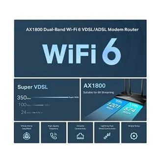 TP-Link Archer VX1800V - AX1800 Wi-Fi 6 VDSL/ADSL Modem a Router, USB 2.0 pro 3G/4G a Media, RJ-11 pro VoIP Telefon, Eas - Použité TP-Link Archer VX1800V - AX1800 Wi-Fi 6 VDSL/ADSL Modem a Router, USB 2.0 pro 3G/4G a Media, RJ-11 pro VoIP Telefon, Eas - Použité