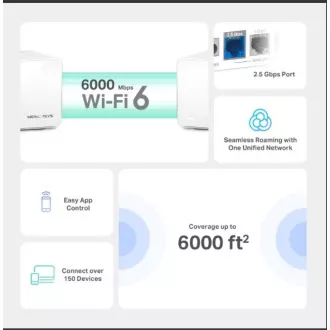 TP-Link WiFi router Mercusys Halo H90X(3-pack) WiFi 6, AX6000, 1x 2,5GLAN, 2x GLAN