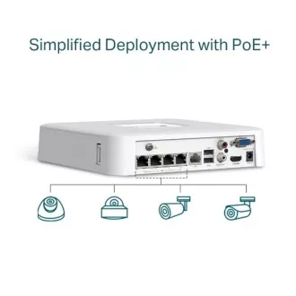 TP-LINK Záznamové zařízení VIGI NVR1104H-4P 4 kanálů, 4x Lan s PoE, 2x USB