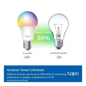 TP-Link Tapo L535E, Chytrá Wi-Fi LED žárovka barevná, 2500-6500K, E27