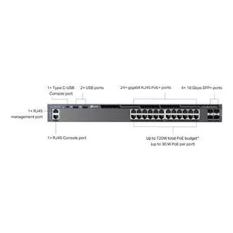 TP-Link SG6428XHP Omada 24 portový gigabitový RJ45 stackable L3 PoE+ switch, 720 W total PoE budget