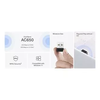 MERCUSYS MA20N - AC650 Bezdrátový dvoupásmový USB nano adaptér
