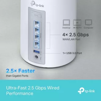 TP-Link Deco BE65(3-pack) BE9300 Třípásmový systém Mesh WiFi 7 pro celou domácnost, 4x 2.5GLAN, USB, 2,4/5/6GHz, HomeShi