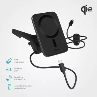 Epico Qi2 Mag+ ultra tenká autonabíječka - černá