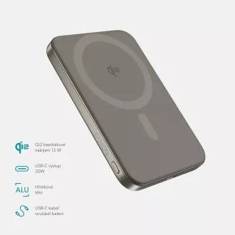 Epico Qi2 5000mAh Alu Mag+ PowerBanka EM51 -titan