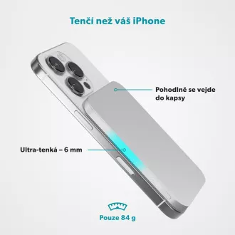 Epico 3000mAh Alu Mag+ PowerBanka EM31 - stříbrná