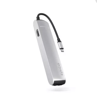 Epico 6v1 Slim Hub 8K s USB-C konektorem - stříbrná