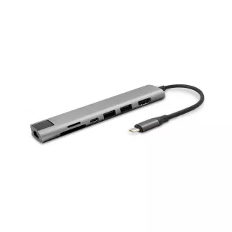 Epico 7v1 Multimedi Hub 8K s USB-C konekt. - šedá