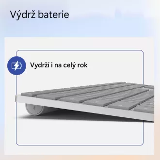 Microsoft Surface Keyboard (2. edice)/Bezdrátová Bluetooth/CZ-SK layout/Šedá