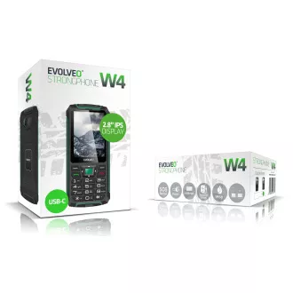 EVOLVEO StrongPhone W4, IP68 odolný Dual SIM telefon, 2,8"LCD, 2500mAh, Powerbanka, černo-zelený