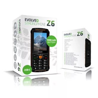 EVOLVEO StrongPhone Z6, vodotěsný odolný Dual SIM telefon, černo-oranžová - Použité