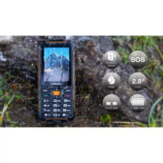EVOLVEO StrongPhone Z6, vodotěsný odolný Dual SIM telefon, černo-oranžová - Použité