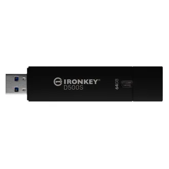 Kingston Ironkey D500S/64GB/USB 3.2/USB-A/Černá