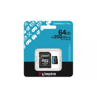 Kingston Canvas Go Plus A2/Micro SDXC/64GB/UHS-I U3 / Class 10/+ Adaptér