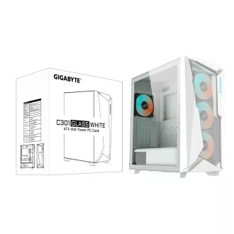 GIGABYTE C301 GLASS/Midi Tower/Transpar./Bílá
