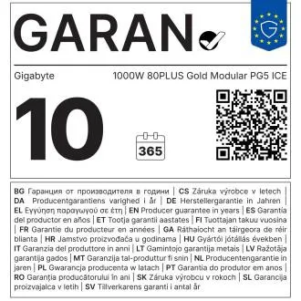 GIGABYTE zdroj 1000W 80PLUS Gold Modular PG5 ICE GIGABYTE zdroj 1000W 80PLUS Gold Modular PG5 ICE
