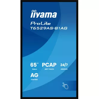 65" iiyama T6529AS-B1AG: IPS, 4K UHD,Android,24/7
