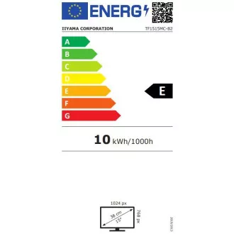 15" iiyama TF1515MC-B2: TN, XGA, capacitive, 10P, 350cd/m2, VGA, DP, HDMI, černý