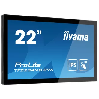 22" iiyama TF2234MC-B7X: IPS, FullHD, capacitive, 10P, 350cd/m2, VGA, DP, HDMI, IP65, černý