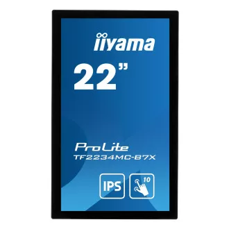 22" iiyama TF2234MC-B7X: IPS, FullHD, capacitive, 10P, 350cd/m2, VGA, DP, HDMI, IP65, černý