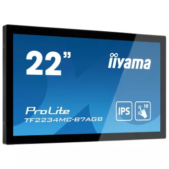 22" iiyama TF2234MC-B7AGB: IPS, FullHD, capacitive, 10P, 350cd/m2, VGA, HDMI, DP, IP65, černý