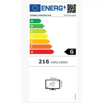75" iiyama TE7515A-B1AG:IPS,4K,EDLA,NFC