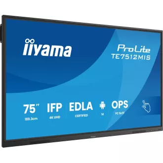 75" iiyama TE7512MIS-B4AG:IPS,4K,40P,USB-C