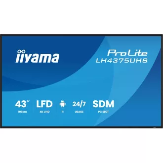 43" iiyama LH4375UHS-B2AG:IPS,4K UHD,Android,24/7