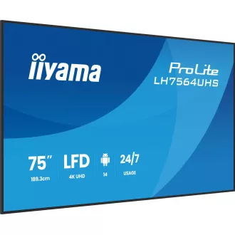 75" iiyama LH7564UHS-B1AG:VA, 4K UHD,Android,24/7
