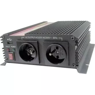 Měnič napětí Carspa CAR1KU-12 12V/230V+USB 1000W, modifikovaná sinus Měnič napětí Carspa CAR1KU-12 12V/230V+USB 1000W, modifikovaná sinus
