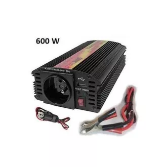 Měnič napětí Carspa CAR600U-242 24V/230V+USB 600W, modifikovaná sinus Měnič napětí Carspa CAR600U-242 24V/230V+USB 600W, modifikovaná sinus