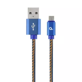 Gembird oplétaný denim USB-A/microUSB kabel 1m
