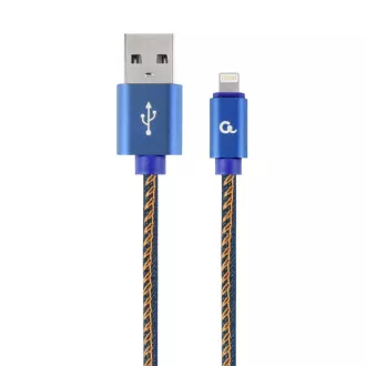 Gembird oplétaný denim USB-A/Lightning kabel 2m