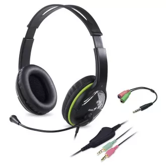 Sluchátka s mik. GENIUS HS-400A green + redukce