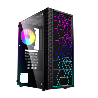 Gembird Computer Fornax 2500 ARGB/Midi Tower/Transpar./Černá