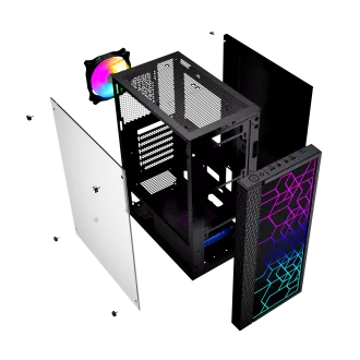 Gembird Computer Fornax 2500 ARGB/Midi Tower/Transpar./Černá