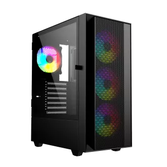 Gembird Fornax 4000 ARGB/Midi Tower/Transpar./Černá