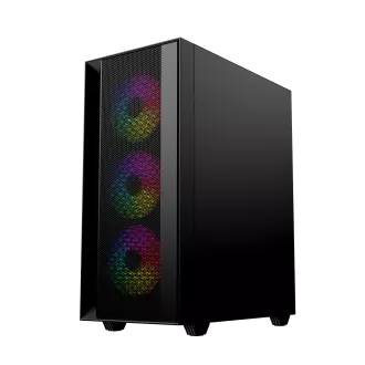 Gembird Fornax 4000 ARGB/Midi Tower/Transpar./Černá