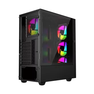 Gembird Fornax 4000 ARGB/Midi Tower/Transpar./Černá