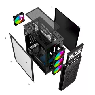 GEMBIRD Fornax 400X/Midi Tower/Transpar./Černá