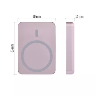 EMOS POWERBANKA WI 522, bezdrátové nabíjení 20W, 5.000mAh, LOSOSOVÁ, 1xUSB-C