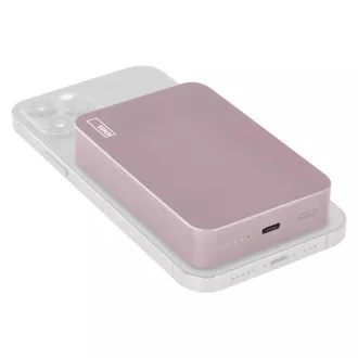 EMOS POWERBANKA WI1046, bezdrátové nabíjení 20W, 10.000mAh, LOSOSOVÁ, 1xUSB-C