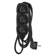 EMOS prodlužovací přívod 3z/3m, černý, 1,5mm