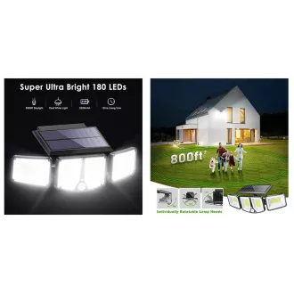 Venkovní solární LED světlo s pohybovým senzorem VIKING S180/1200lm/2200mAh/3 režimy/IP65