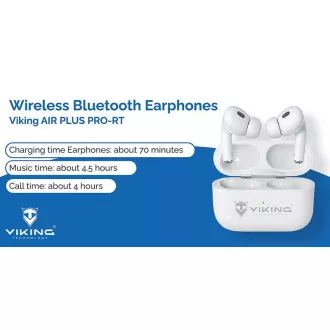 Bezdrátová Bluetooth sluchátka Viking AIR PLUS/ANC/BT/Bezdrát/Bílá