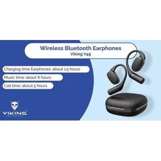 Bezdrátová Bluetooth sluchátka Viking V49/BT/Bezdrát/Černá