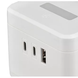 Síťový adaptér VIKING YC23H, bílá/Output:2xAC,1xUSB-A,2xUSB-C/držák na mobil/LED světlo/1,4m kabel Síťový adaptér VIKING YC23H, bílá/Output:2xAC,1xUSB-A,2xUSB-C/držák na mobil/LED světlo/1,4m kabel
