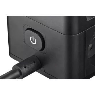 Síťový adaptér VIKING YC23H, černá/Output:2xAC,1xUSB-A,2xUSB-C/držák na mobil/LED světlo/1,4m kabel